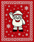 Festive Red Snowman Snowflake Border Rug
