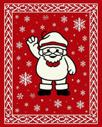 Festive Red Snowman Snowflake Border Rug
