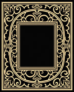 Black Gold Ornate Scroll Square Rug