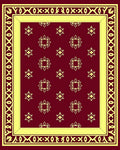 Crimson Gold Decorative Square Medallions Border Rug