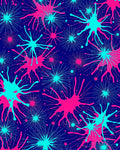 Vibrant Pink Teal Burst Splash Rug