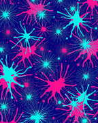 Vibrant Pink Teal Burst Splash Rug