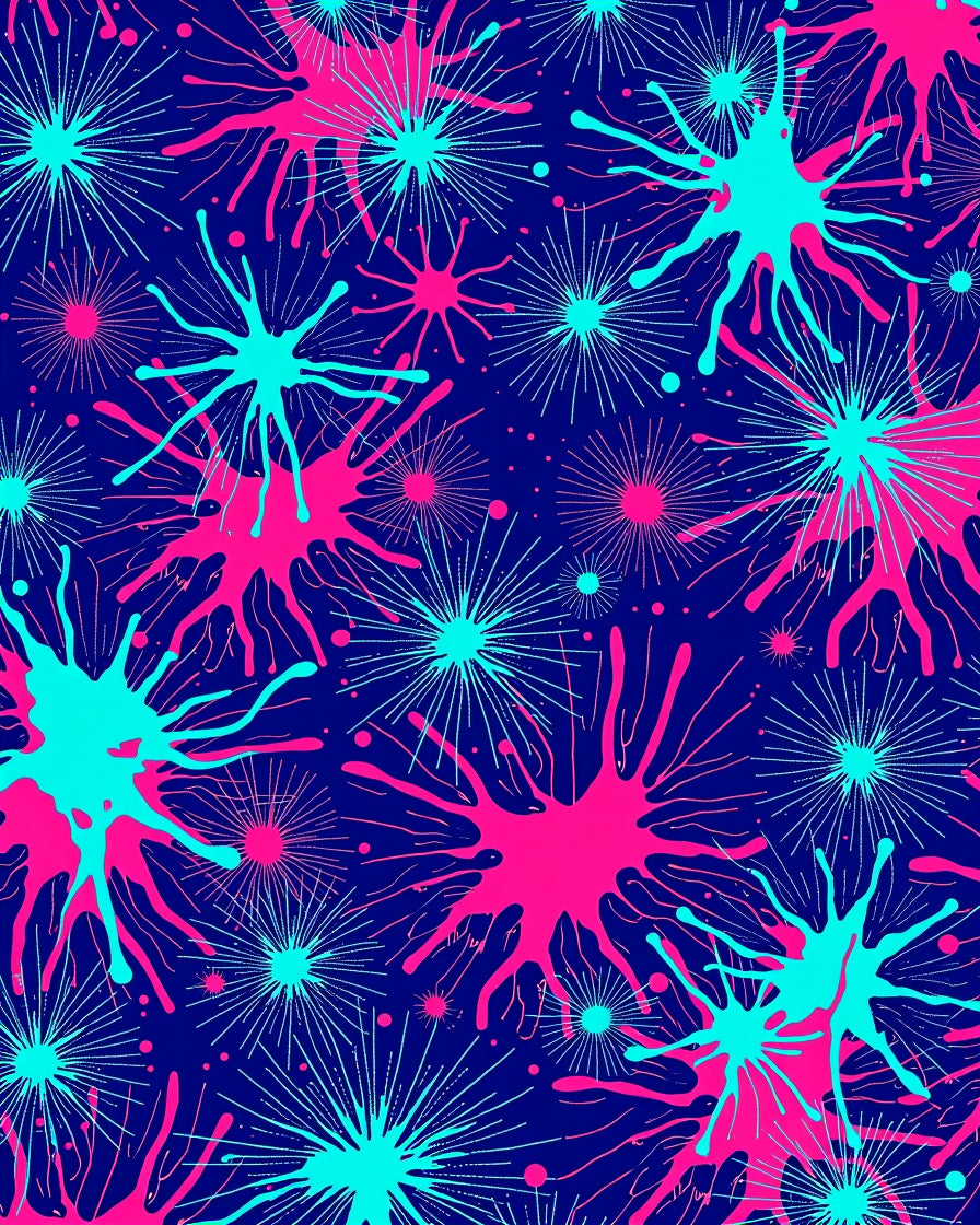 Vibrant Pink Teal Burst Splash Rug