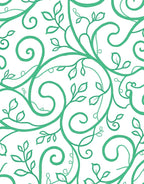Emerald Vine Swirls Botanical Rug