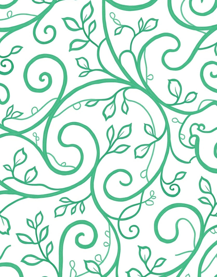 Emerald Vine Swirls Botanical Rug