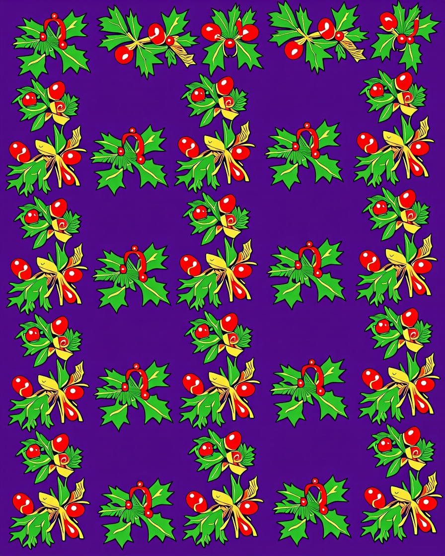 Vibrant Purple Holly Berry Bows Rug