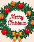 Festive Red Green Ornament Wreath Rug