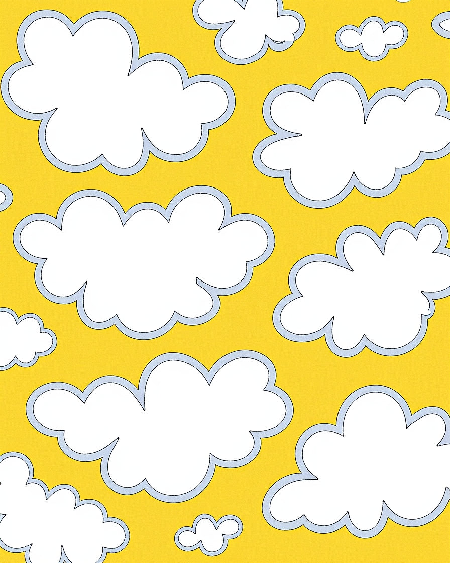Whimsical White Clouds Yellow Sky Rug