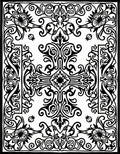 Monochromatic Ornate Scroll Floral Medallion Rug