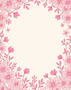 Pink Floral Vine Border Rug