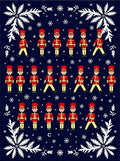 Crimson Toy Soldier Snowflakes on Navy Rug