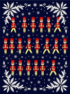 Crimson Toy Soldier Snowflakes on Navy Rug
