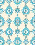 Turquoise Floral Medallion Cream Rug