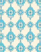 Turquoise Floral Medallion Cream Rug