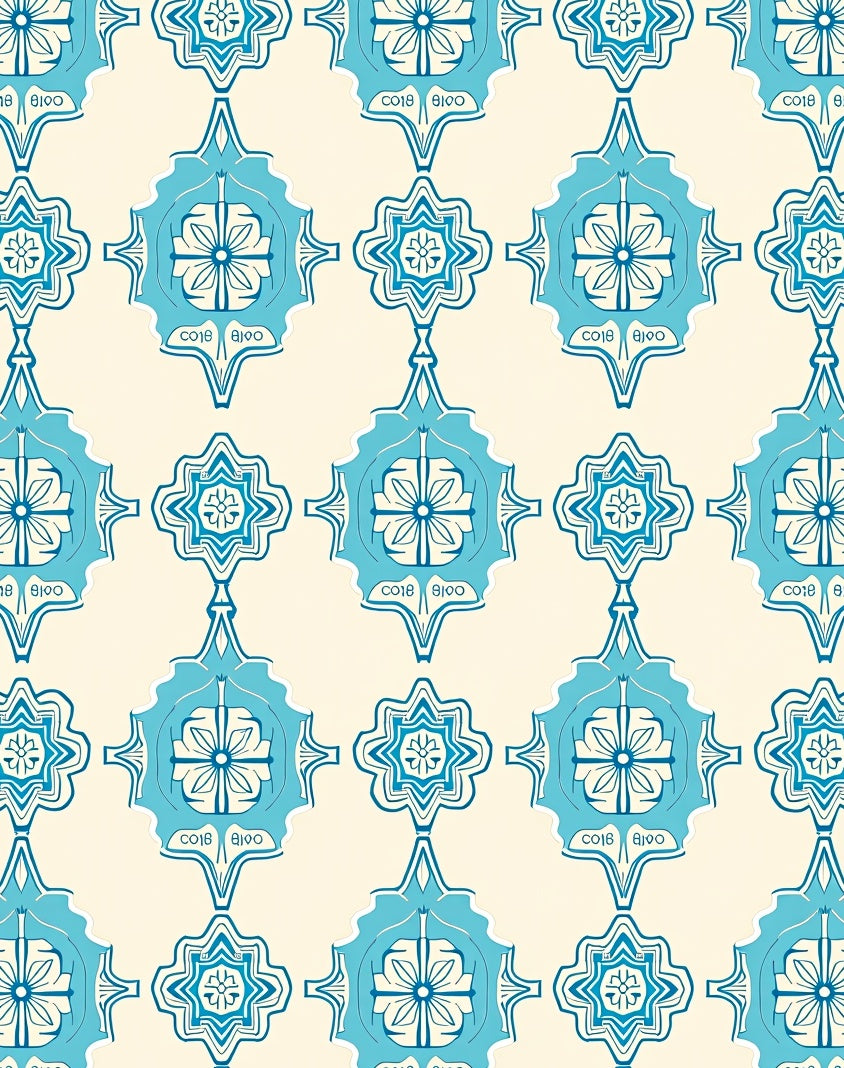 Turquoise Floral Medallion Cream Rug