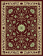 Ornate Crimson Floral Vines Rug
