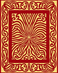 Crimson Golden Sunburst Border Rug