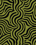 Olive Black Abstract Wavy Stripes Rug
