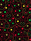 Playful Black Cat Faces Abstract Lines Rug