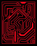 Bold Red Circuit Board Maze Rug