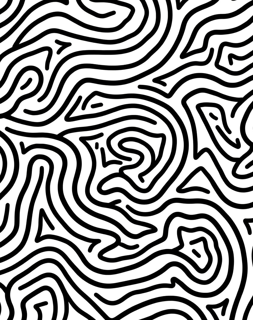 Bold Black Abstract Contour Rug