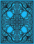 Vibrant Cyan Swirl Quatrefoil Ornamental Rug