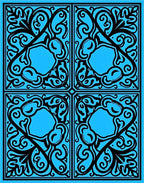 Vibrant Cyan Swirl Quatrefoil Ornamental Rug