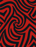 Crimson Black Swirled Abstract Rug