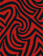 Crimson Black Swirled Abstract Rug