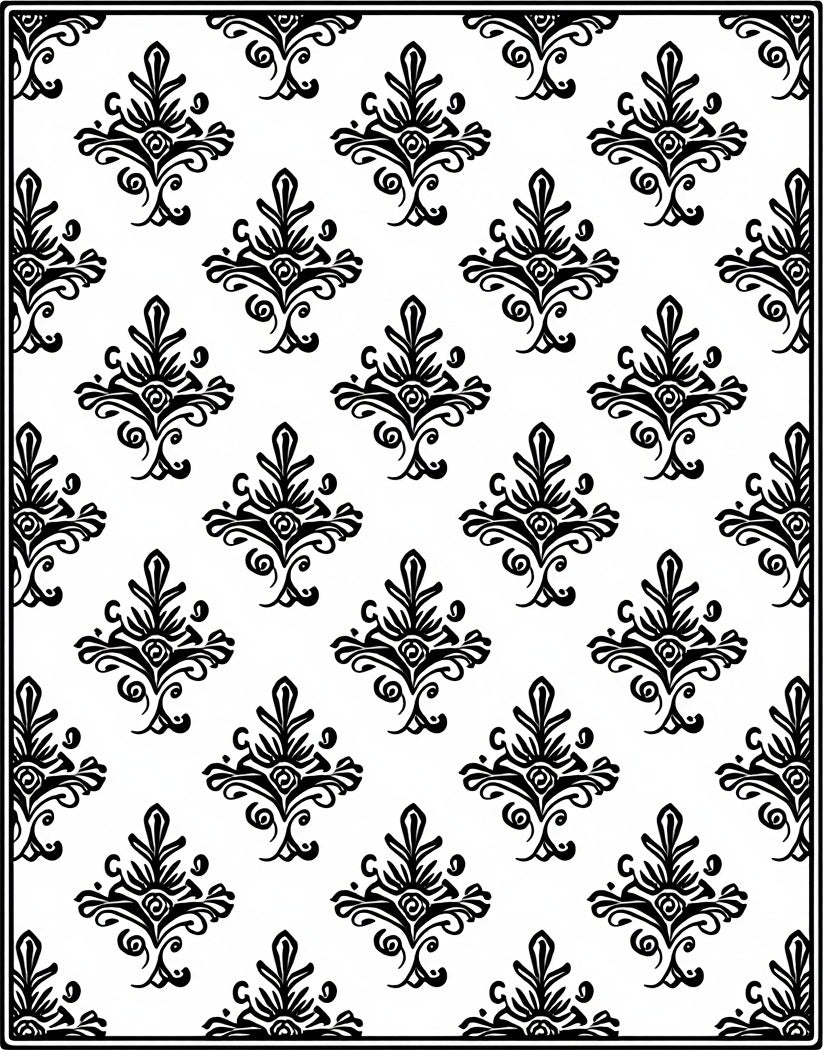 Classic Black Damask Floral Medallion Rug