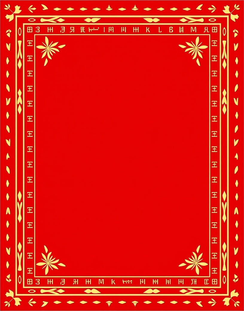 Crimson Golden Floral Square Frame Rug