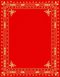 Crimson Golden Floral Square Frame Rug