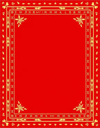 Crimson Golden Floral Square Frame Rug