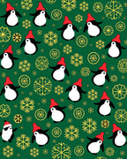 Festive Green Penguin and Snow Flake Rug