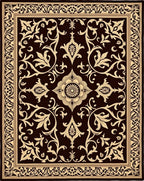 Rich Cream Floral Medallion Dark Rug