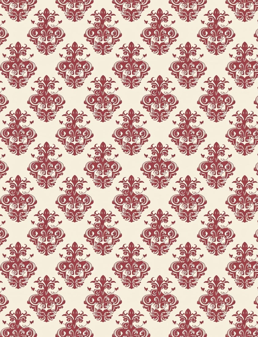 Crimson Damask Floral Ornate Rug