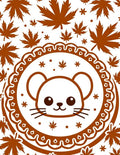 Cute Brown Mouse Maple Leaf Mandala Rug