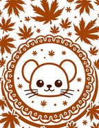 Cute Brown Mouse Maple Leaf Mandala Rug