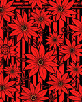 Vibrant Red Floral Stripes Rug