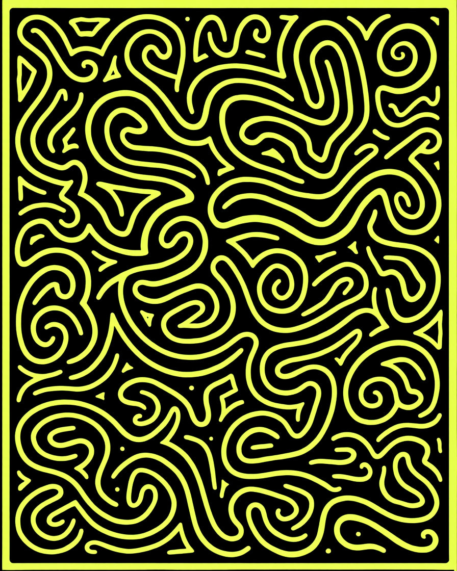 Neon Yellow Abstract Labyrinth Rug