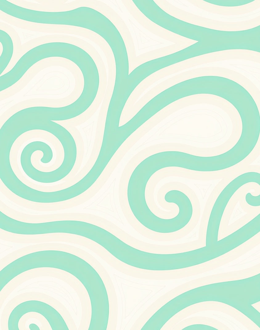 Cool Swirls Cream and Teal Rug