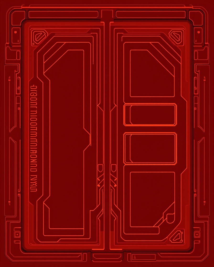 Futuristic Red Circuit Board Lines Rug