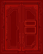 Futuristic Red Circuit Board Lines Rug