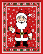 Whimsical Santa Claus Snowflake Border Rug