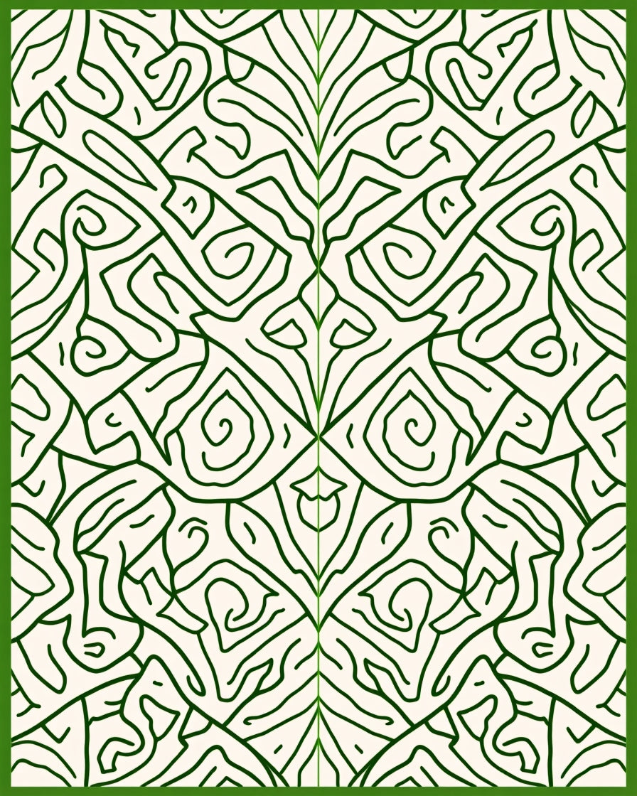 Emerald Green Organic Scrollwork Rug