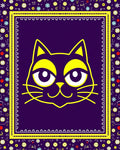 Bold Yellow Cat Purple Floral Rug