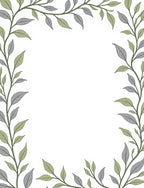 Green and Gray Leaf Vine Border Rug