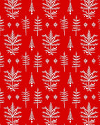 Classic Red White Fern Tree Repeats Rug
