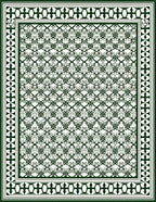 Dark Green Elaborate Lattice Border Rug