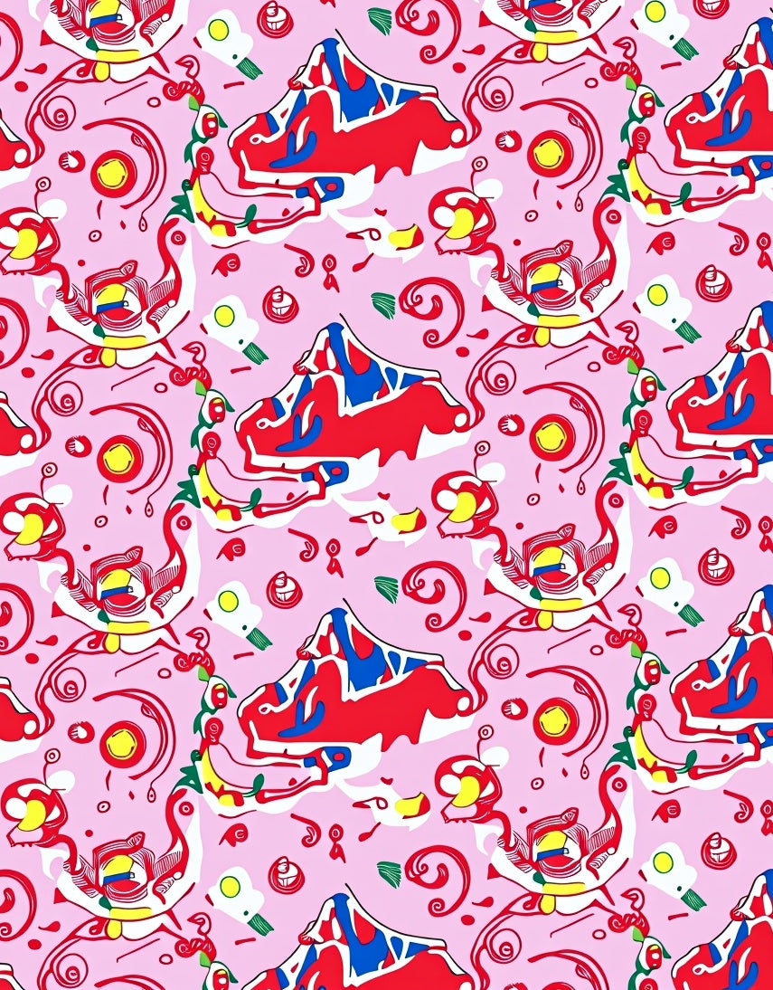 Whimsical Pink Abstract Mountain Landscape Rug